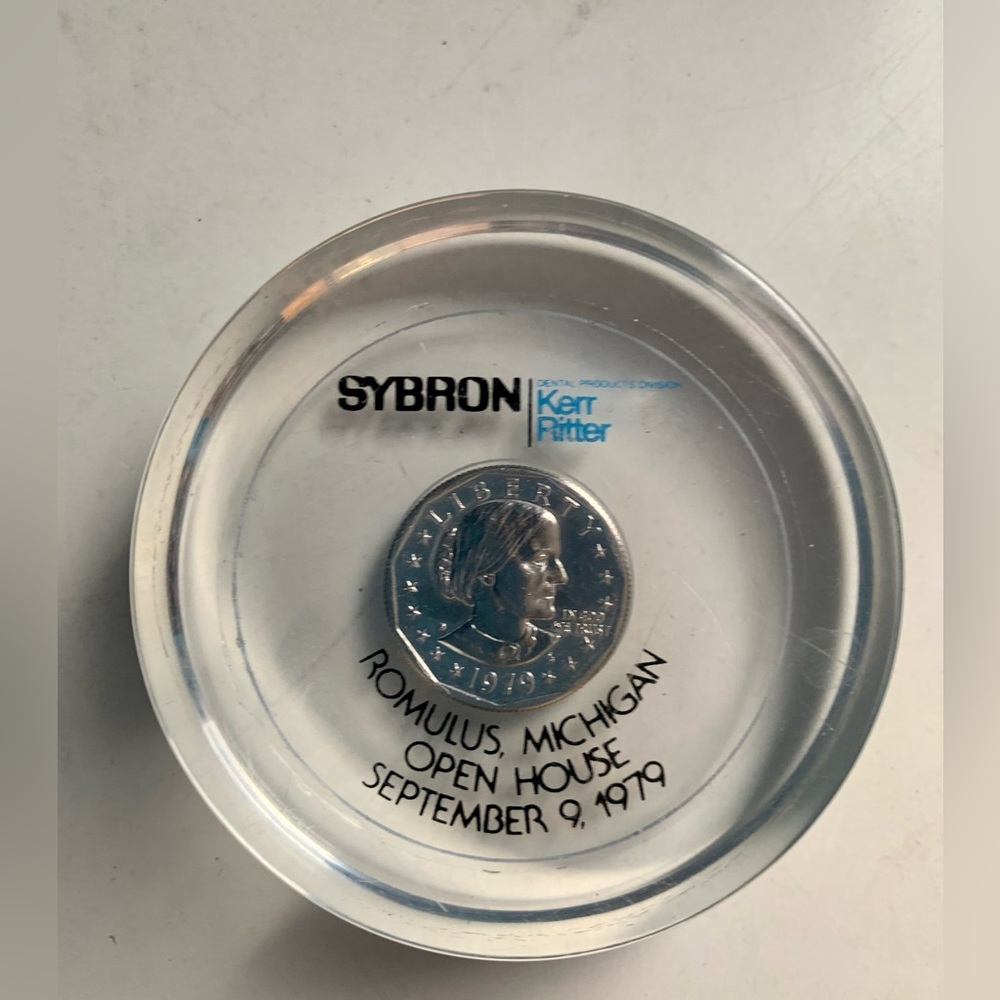 Susan B Anthony Paperweight Pharmaceutical Drug Rep Collectible